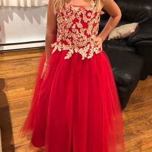 Red and gold pageant gown size 12